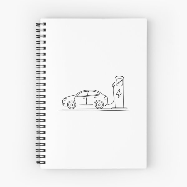 Item preview, Drawing of electric car charging in charging station designed and sold by rasagamastore.