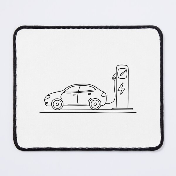 Item preview, Drawing of electric car charging in charging station designed and sold by rasagamastore.