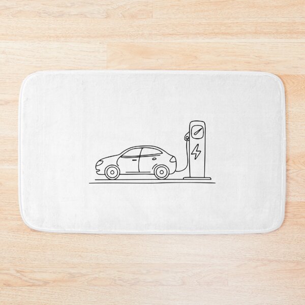 Item preview, Drawing of electric car charging in charging station designed and sold by rasagamastore.