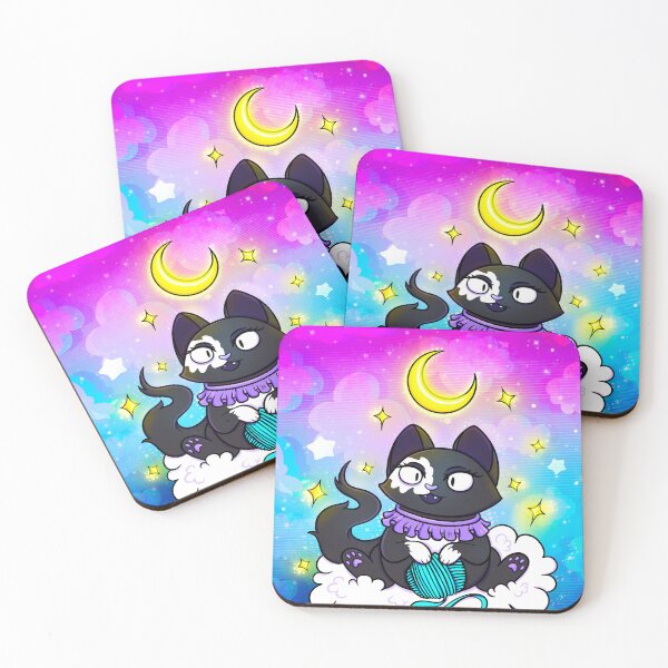 Item preview, Neon Spacecore Black Cat with Bright Stars  designed and sold by mcrow-creations.