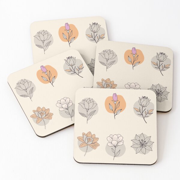 Item preview, cute vintage pastel flowers watercolor set plant lineart  designed and sold by rlav123.