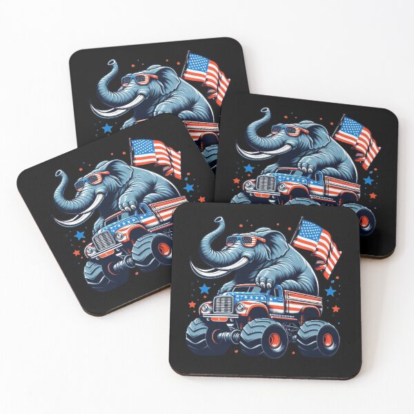 Item preview, The Patriotic Elephant in a Monster Truck designed and sold by AmigosFurEver.