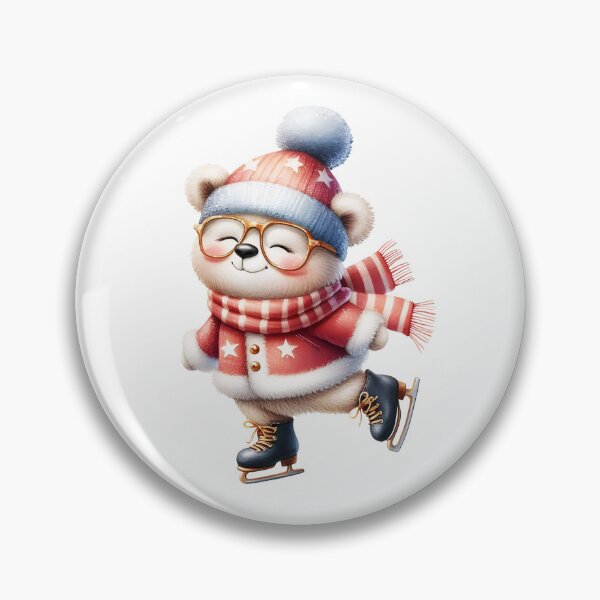 Item preview, Cute Bear in glasses is skating. Watercolor painting. Winter illustration designed and sold by Tatty-shop.