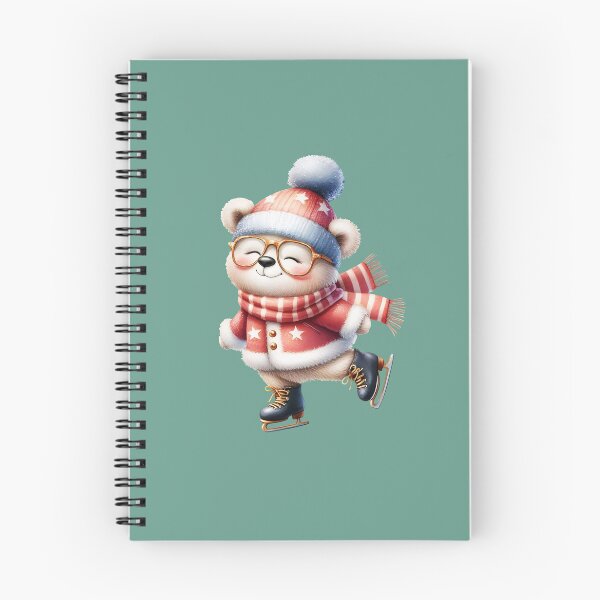 Item preview, Cute Bear in glasses is skating. Watercolor painting. Winter illustration designed and sold by Tatty-shop.