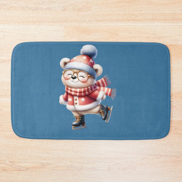 Item preview, Cute Bear in glasses is skating. Watercolor painting. Winter illustration designed and sold by Tatty-shop.