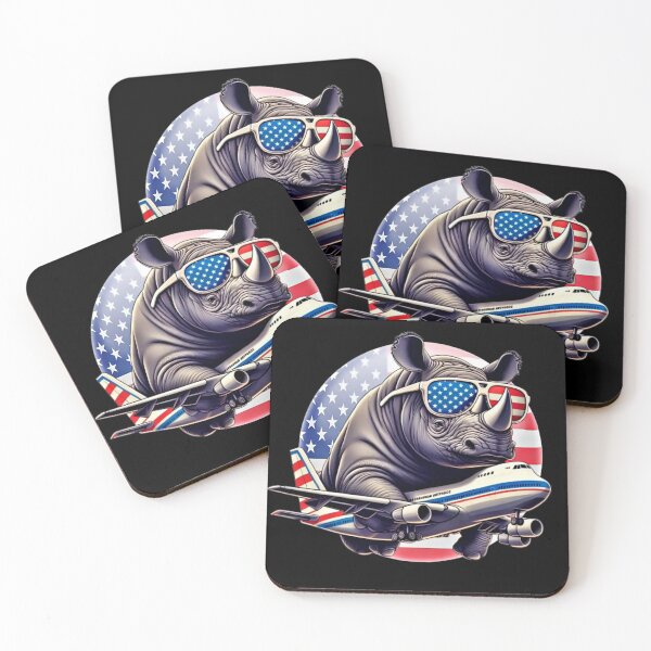 Item preview, The Patriotic Airplane Pilot Rhinoceros designed and sold by AmigosFurEver.