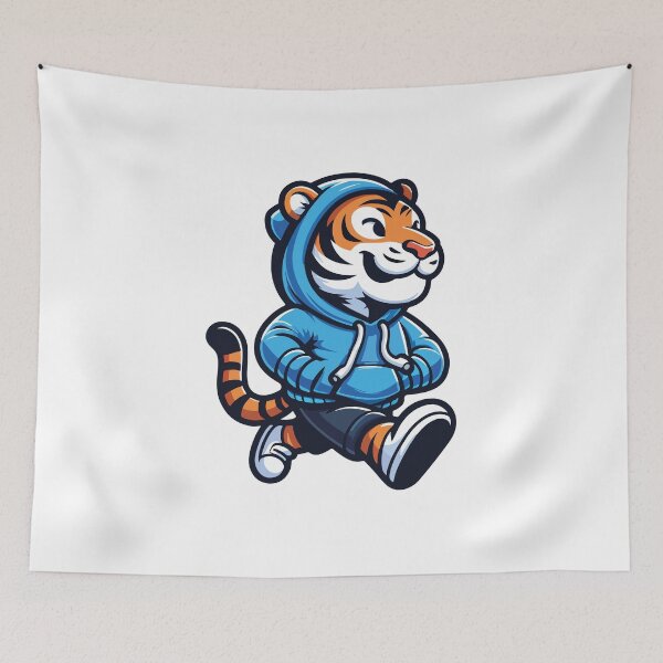 Item preview, Sporty Tiger in a Blue Hoodie and Sneakers designed and sold by shuttermarket.