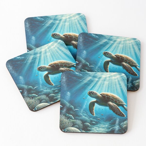 Item preview, Graceful Sea Turtle Swimming in Sunlit Ocean designed and sold by NocturnalNook.