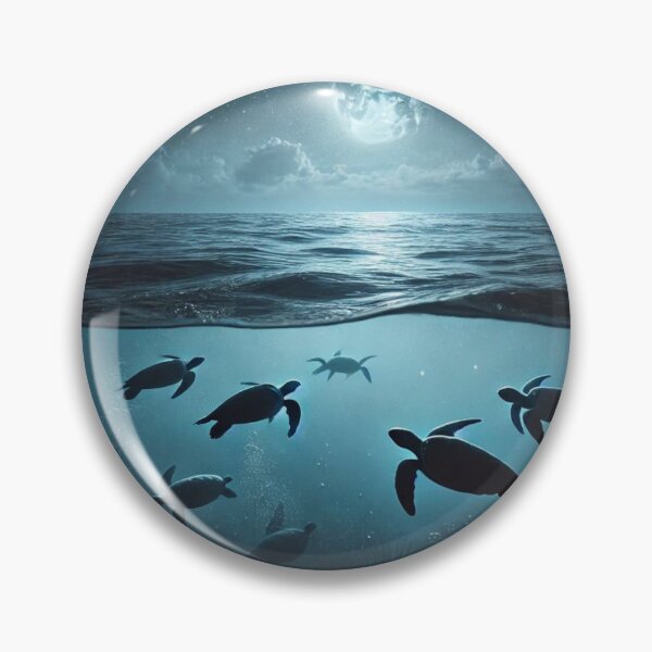 Item preview, Sea Turtles Swimming Under Moonlight – Serene Night Ocean designed and sold by NocturnalNook.