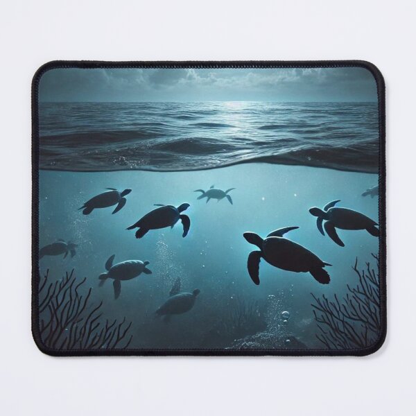 Item preview, Sea Turtles Swimming Under Moonlight – Serene Night Ocean designed and sold by NocturnalNook.