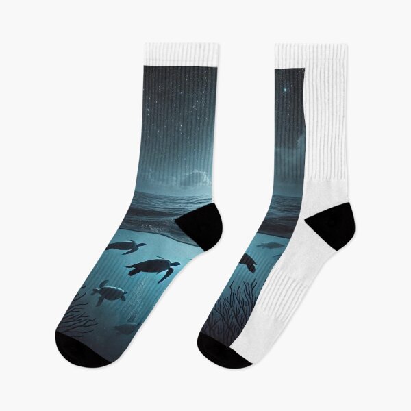 Item preview, Sea Turtles Swimming Under Moonlight – Serene Night Ocean designed and sold by NocturnalNook.