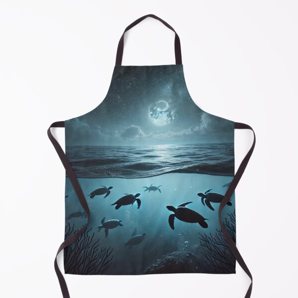 Item preview, Sea Turtles Swimming Under Moonlight – Serene Night Ocean designed and sold by NocturnalNook.