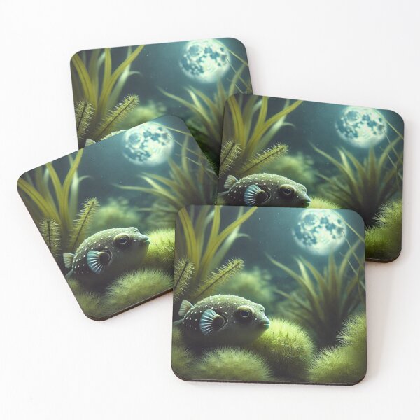 Item preview, Resting at Night: Puffer Fish in Tranquil Waters designed and sold by NocturnalNook.