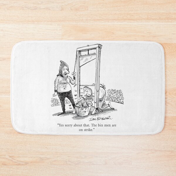 Item preview, Guillotine bin men strike joke designed and sold by IanBakerToons.