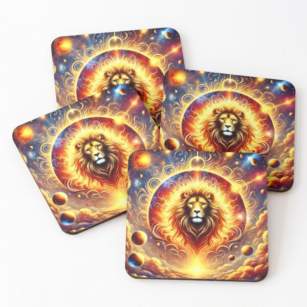 Item preview, Leo Zodiac Celestial Fire Lion Art designed and sold by ZetaDream.