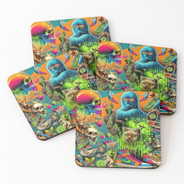 Item preview, Vintage and Retro Patterns with Chemical Reacted Animals and Supersonic Sneakers designed and sold by Imaginarium of Chaos falcon88 .