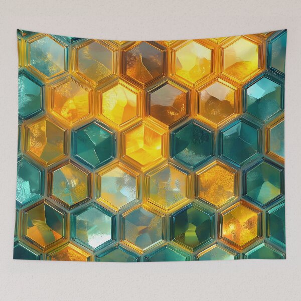 Item preview, Refractions of Amber and Teal: Geometric Elegance designed and sold by AI-Only Creations.