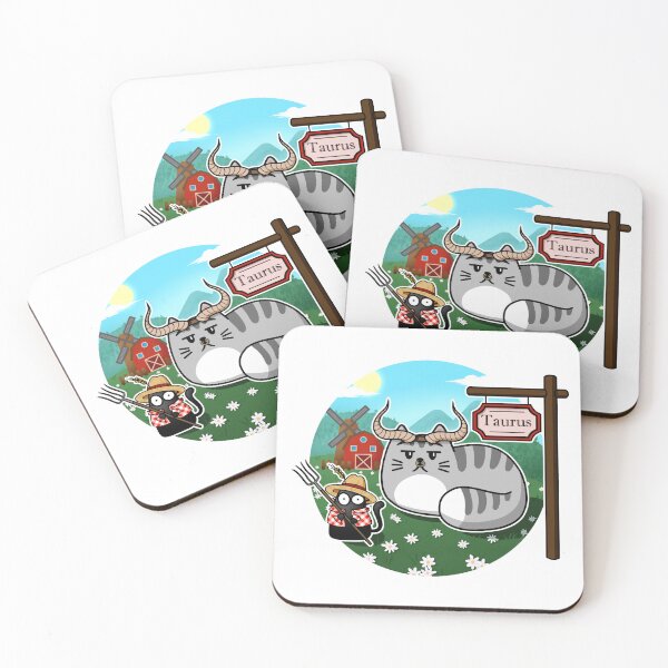 Item preview, Taurus zodiac sign with cats designed and sold by Onismika.