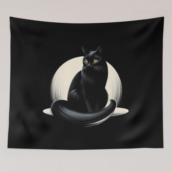 Item preview,  Elegant Black Cat Under Full Moon designed and sold by pumsquare.