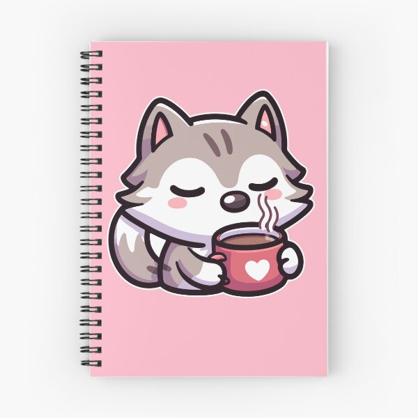 Item preview, Kawaii Cute Wolf Drinking Coffee 1 | Pet and Animals for Men and Women t-shirt designed and sold by panchiTWO.