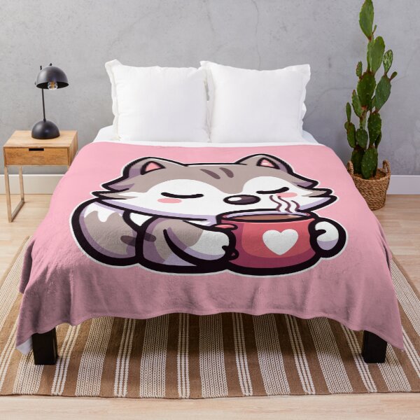 Item preview, Kawaii Cute Wolf Drinking Coffee 1 | Pet and Animals for Men and Women t-shirt designed and sold by panchiTWO.