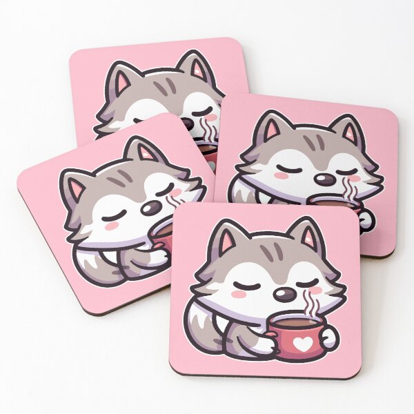 Item preview, Kawaii Cute Wolf Drinking Coffee 1 | Pet and Animals for Men and Women t-shirt designed and sold by panchiTWO.