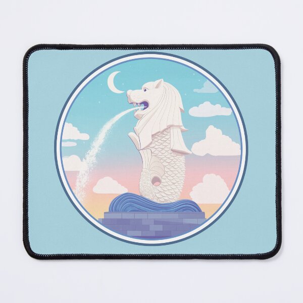 Item preview, Serene Pastel Singapore Merlion Under Moonlit Sky designed and sold by SotaVibes.