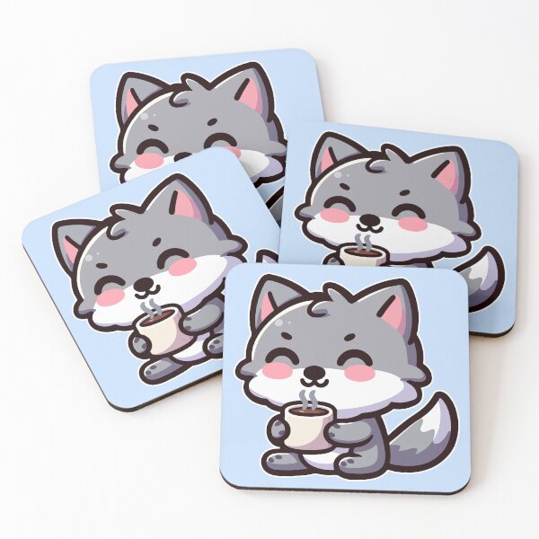 Item preview, Kawaii Cute Wolf Drinking Coffee 2 | Pet and Animals for Men and Women t-shirt designed and sold by panchiTWO.