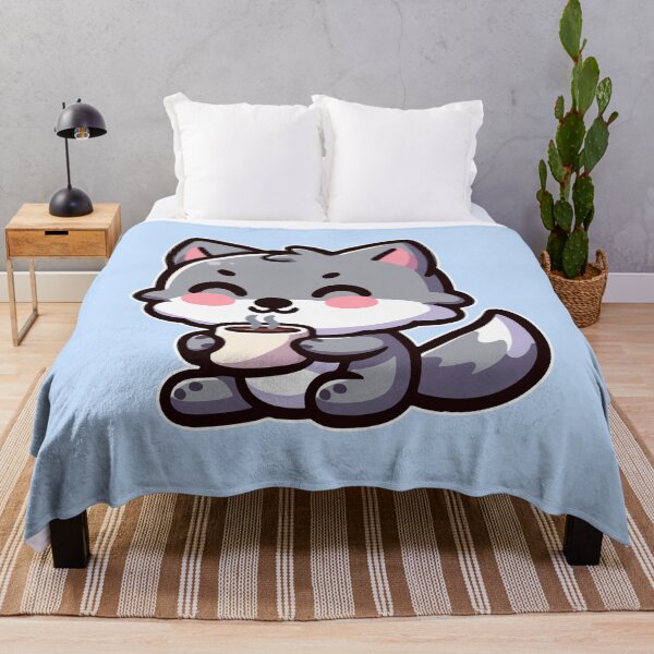Item preview, Kawaii Cute Wolf Drinking Coffee 2 | Pet and Animals for Men and Women t-shirt designed and sold by panchiTWO.