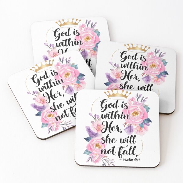 Item preview, God is Within Her, She Will Not Fall | Psalm 46:5 | Feminine Christian Quote designed and sold by NoviaRobert.