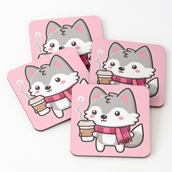 Item preview, Kawaii Cute Wolf Drinking Coffee 3 | Pet and Animals for Men and Women t-shirt designed and sold by panchiTWO.