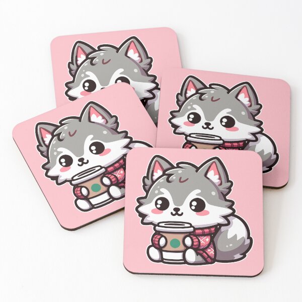 Item preview, Kawaii Cute Wolf Drinking Coffee 4 | Pet and Animals for Men and Women t-shirt designed and sold by panchiTWO.