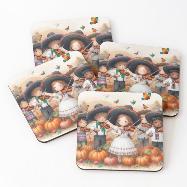 Item preview, Child Violin String Quintet on Pumpkin Farm in Mountains with Butterflies  designed and sold by ElegantTeaTime.