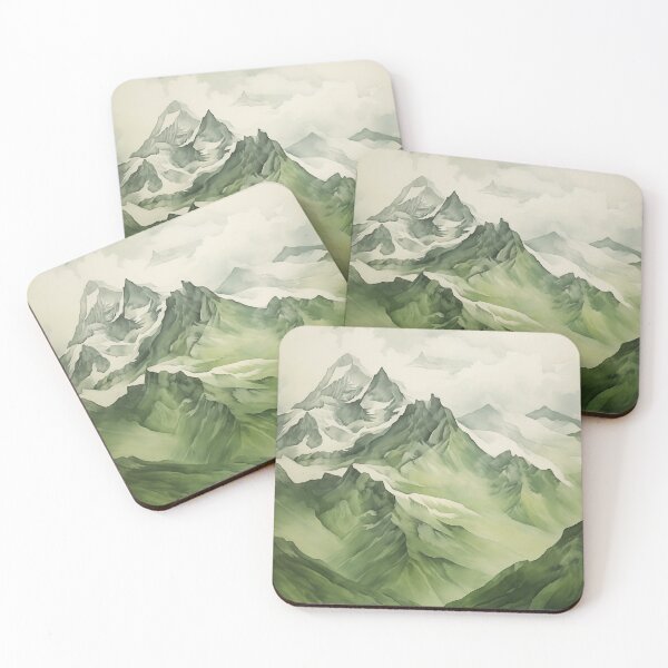 Item preview, Green mountains and clouds. Nature Art. designed and sold by GiriaGallery.