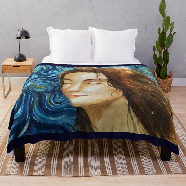Item preview, Girl immersed in daydreaming on blue background designed and sold by SlavaMira.