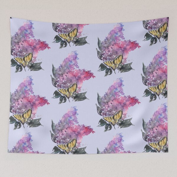 Item preview, Watercolor drawing Blue Lilac with butterfly designed and sold by VB Accessories.