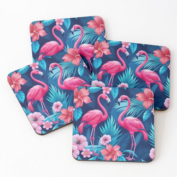 Item preview, FLORAL AND TROPICAL PATTERN 020 - Gift items and personal use / Flamingos, Plants, Leaves, Pink, Spikes, Jungle, Flowers, Turquoise, Art designed and sold by LumDesignArt.