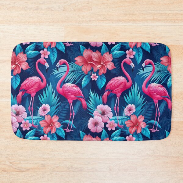 Item preview, FLORAL AND TROPICAL PATTERN 020 - Gift items and personal use / Flamingos, Plants, Leaves, Pink, Spikes, Jungle, Flowers, Turquoise, Art designed and sold by LumDesignArt.