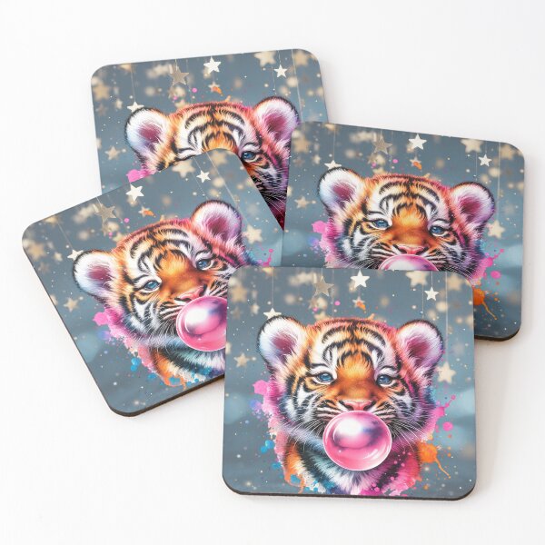 Item preview, Colorful baby Tiger print, Bubble gum, Nursery art, Zebra wall art, Animal, Kids room, Modern art, Wall decor Art Print designed and sold by dave-elf.