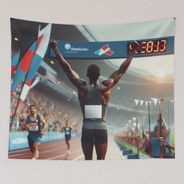 Item preview,  A Runner Crossing The Finish Line, With Arms Raised In Victory. designed and sold by IrsathThaslima.