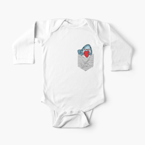 Funny Shark In The Pocket, Shark Heart, Matching Tee And Phone Cases And More Other Gift Long Sleeve Baby One-Piece