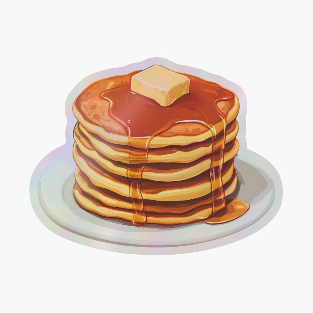 Holographic Sticker Stack of Pancake Bliss with Syrup and Butter