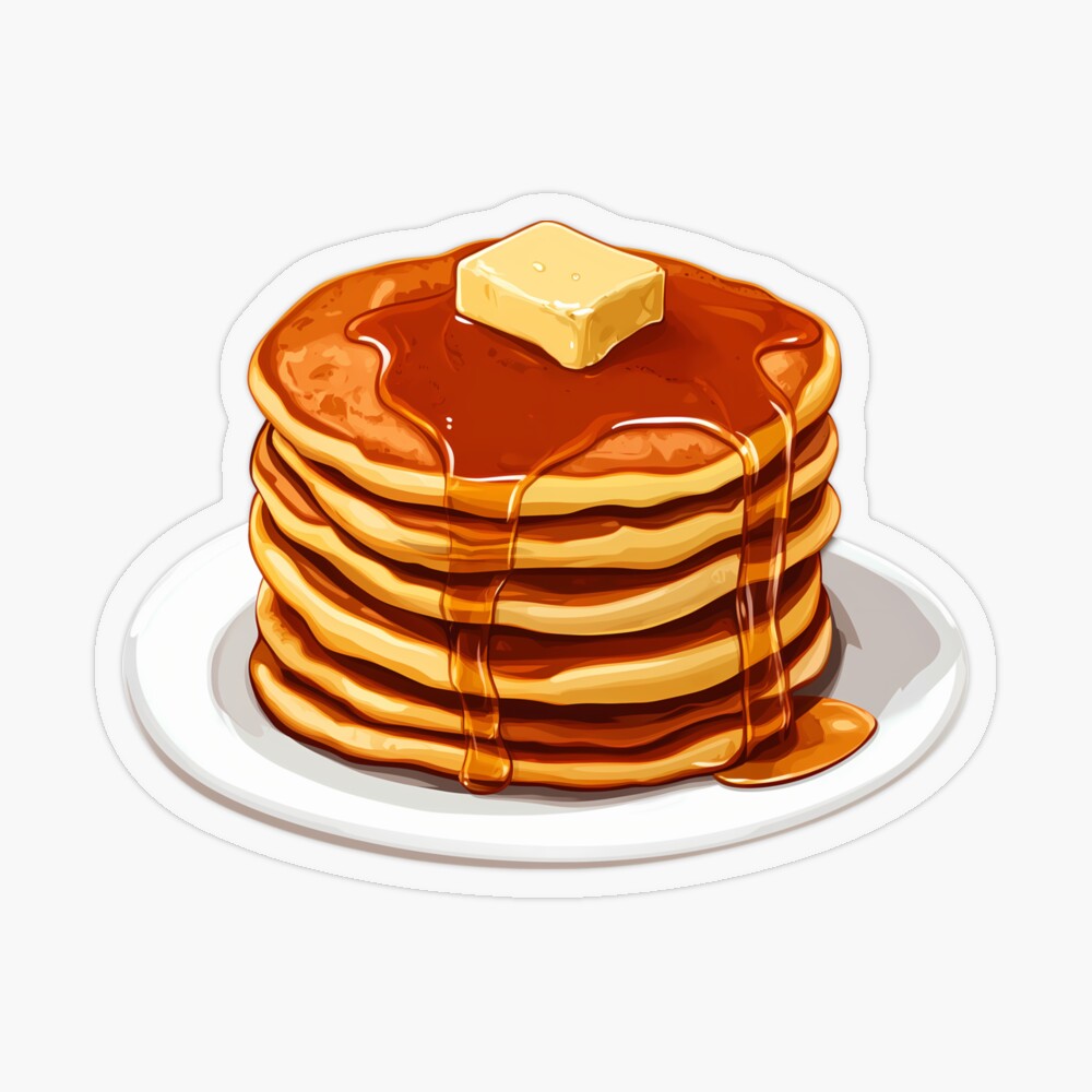 Transparent Sticker: Stack of Pancake Bliss with Syrup and Butter