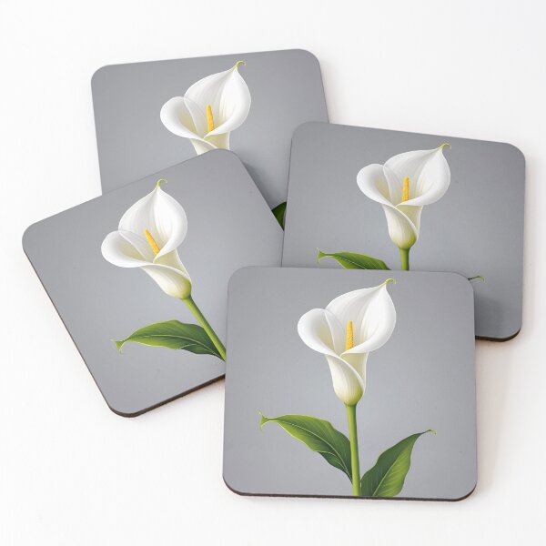 Item preview, Calla Lily flower white on grey background nature floral gift design  designed and sold by cheekylorns.