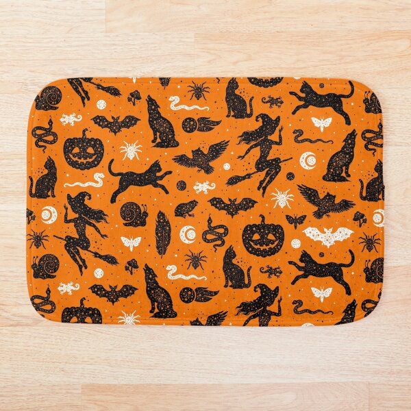 Artikelvorschau, Hexe Halloween Schwarze Katze Mond Muster, Kürbis Muster entworfen und verkauft von CEB1700.
