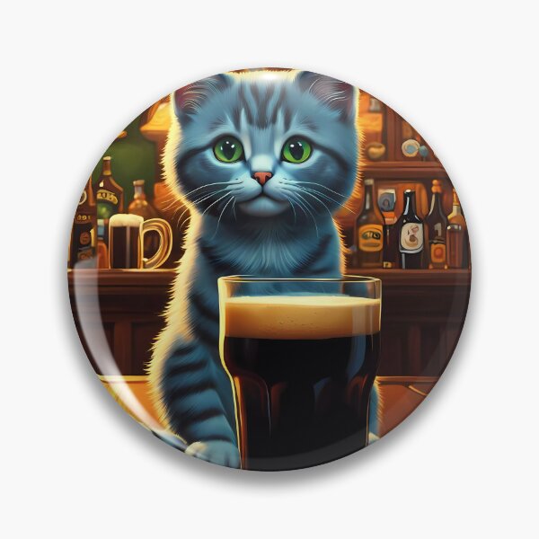 Artikelvorschau, Folk Art Kätzchen trinkt Guinness in Irland entworfen und verkauft von Colin Bentham.