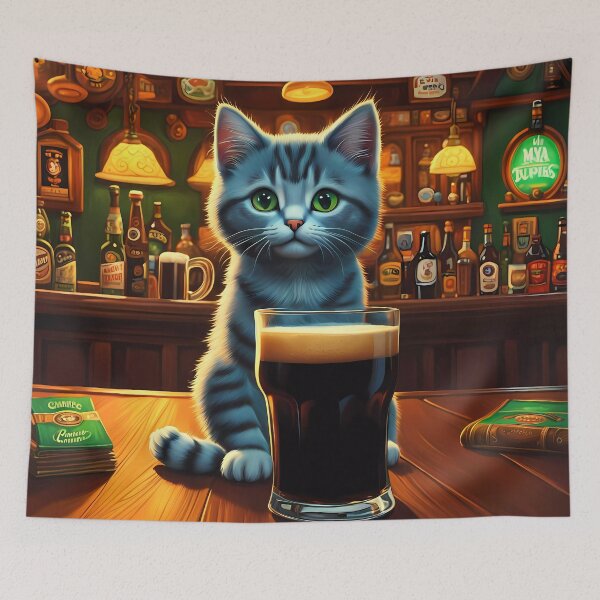 Item preview, Folk Art Kitten drinking guinness in Ireland  designed and sold by Colin Bentham.