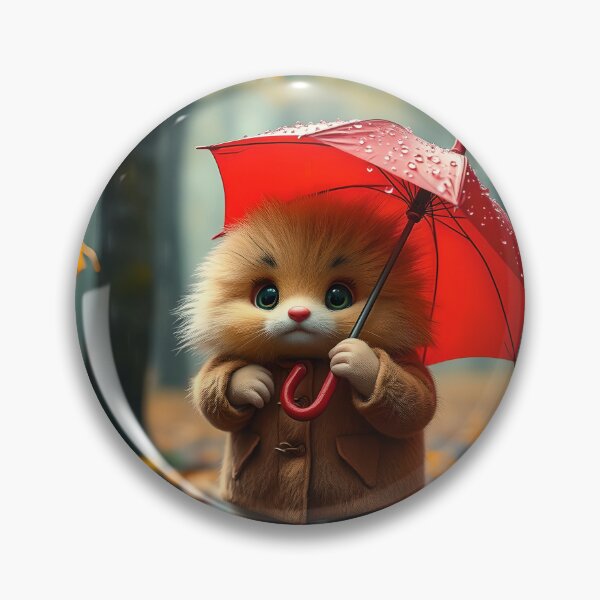 Item preview, Cute Mr. Fluffson in his coat and holding red umbrella designed and sold by Wolfi51.