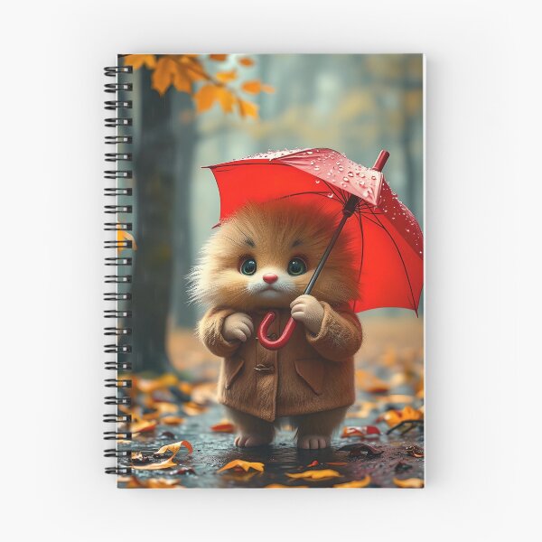 Item preview, Cute Mr. Fluffson in his coat and holding red umbrella designed and sold by Wolfi51.