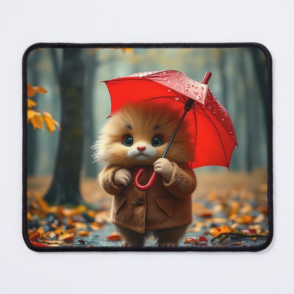 Item preview, Cute Mr. Fluffson in his coat and holding red umbrella designed and sold by Wolfi51.